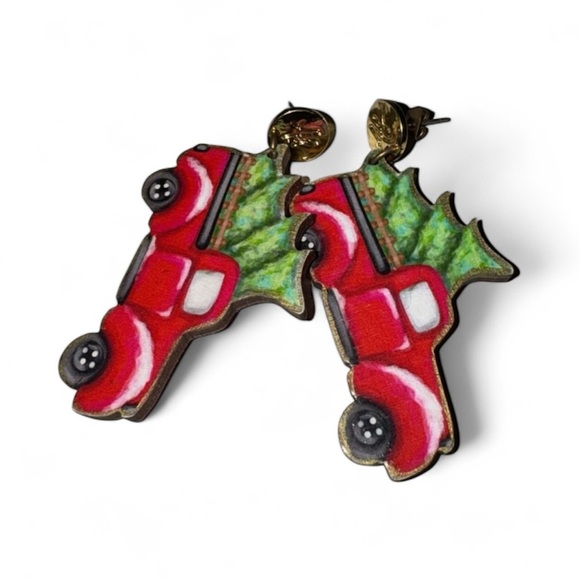 🎄Christmas Festive Red Car Earrings - Picture 1 of 1